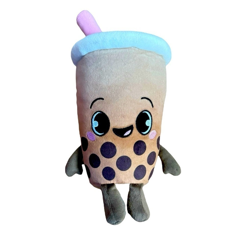 EUC Funko Plushies Boba Tea, pink and brown, approx 7”